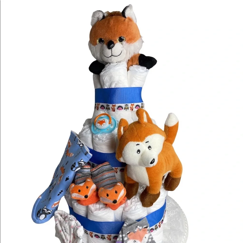 Woodland Diaper Cake, Fox Diaper Cake